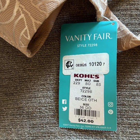 Vanity Fair, Beige, T-Shirt bra size 36DD, full coverage, no wire, NWT - Picture 6 of 10